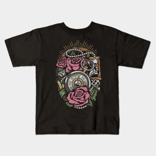 Latino Rose Time Kids T-Shirt by D3monic